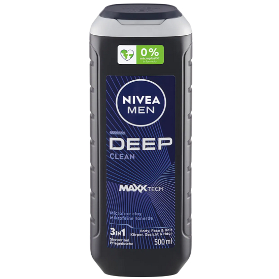 Nivea Men Deep Clean 3in1, shower gel, 500 ml
