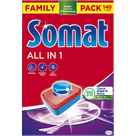 Somat dishwasher tablets All in 1, 140 pcs