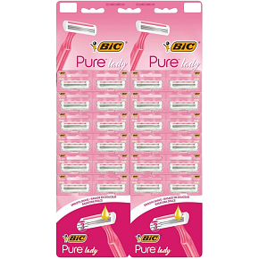 BIC Pure Lady Pink, women's disposable razors, hanging card 24 pcs BIC Pure Lady Pink, women's disposable razors, hanging card 24 pcs