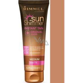 Rimmel London Sun Shimmer Instant Tan bronze make-up for immediate tan 002 Medium Matte 125 ml