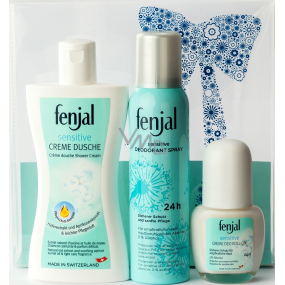 Fenjal Sensitive shower cream 200 ml + deodorant spray for women 150 ml + roll-on ball deodorant for women 50 ml, cosmetic set