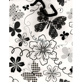 Nekupto Gift paper bag 23 x 18 x 10 cm Black butterfly and flowers