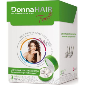 DonnaHair Forte 3 month treatment for healthy and beautiful hair 90 capsules + Swarovski Elements earrings