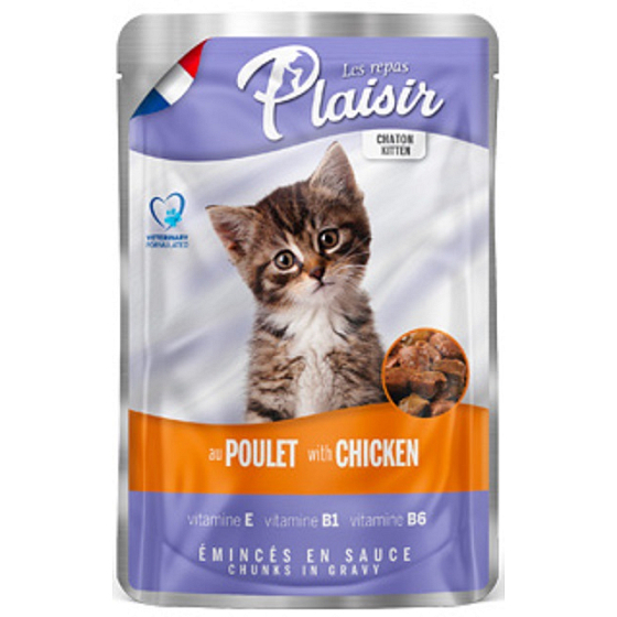 Plaisir Kitten chicken in sauce complete food for young cats pouch 100 g