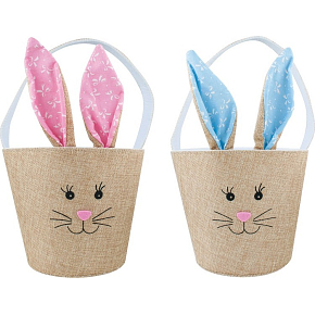 Basket textile bunny with ears 18 x 15,5 cm