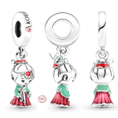Charm Sterling silver 925 Korea Korean Hanbok doll pendant, travel bracelet pendant