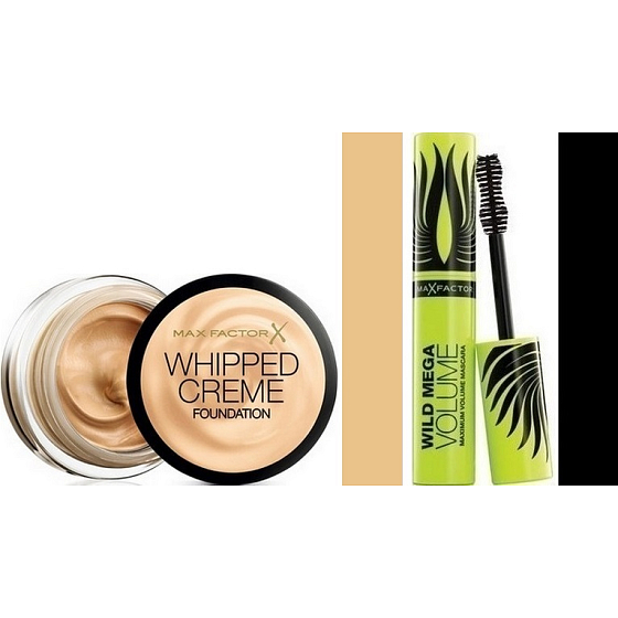 Max Factor Whipped Creme Foundation makeup 75 Golden 18 ml + Wild Mega Volume mascara black 11 ml