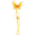 Butterfly with nylon wings and feathers yellow 73 x 17 cm