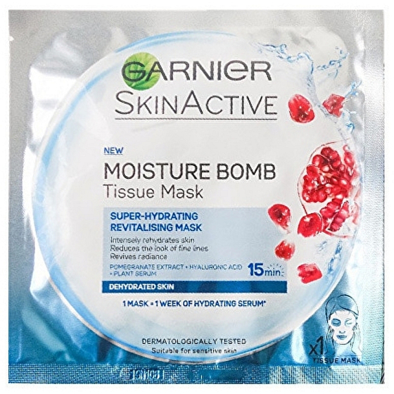 Garnier Moisture + Aqua Bomb superhydrating filling textile face mask 15 minutes 32 g