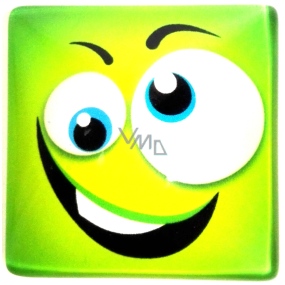 Nekupto Magnet Emoji Smiley square green, white eyes 4 x 4 cm