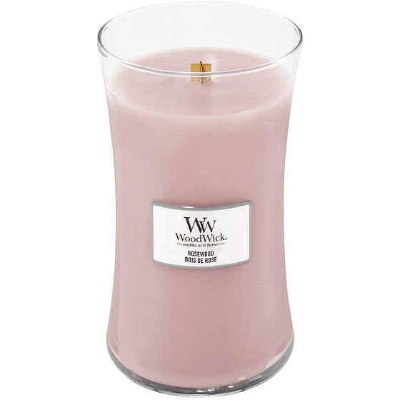 WoodWick Rosewood - Rosewood scented candle with wooden wick and lid glass large 609 g
