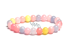 Morganite bracelet elastic natural stone, ball 8 mm / 16-17 cm, stone of divine love