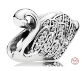 Charm Sterling silver 925 Majestic swan, bead on bracelet animal
