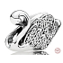 Charm Sterling silver 925 Majestic swan, bead on bracelet animal