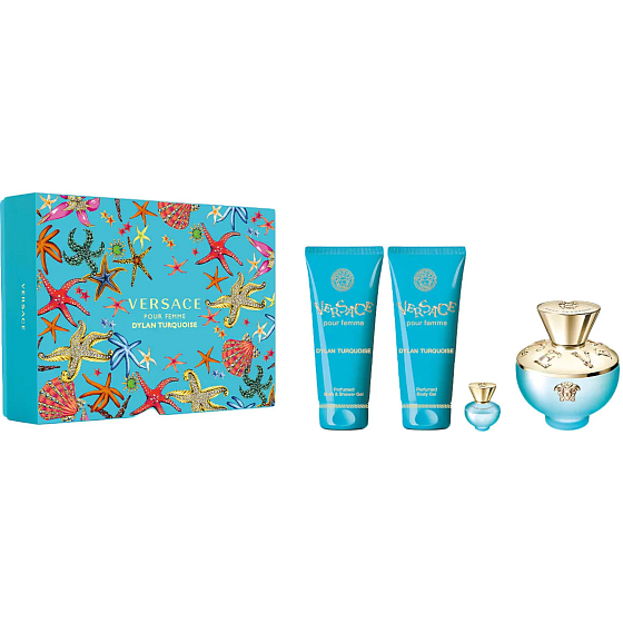 Versace Dylan Turquoise Eau de Toilette 100 ml + Body Gel 100 ml + Shower Gel 100 ml + Eau de Toilette Miniature 5 ml, gift set for women