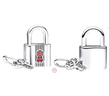 Charm Sterling silver 925 Padlock and key 2in1 red, love bracelet pendant