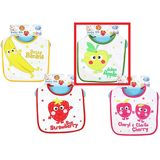 First Steps Bib two-layer cotton Fruit Apple + Peva 1 piece
