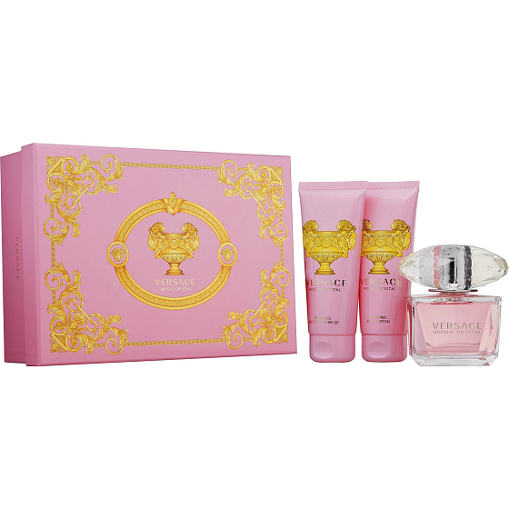 Versace Bright Crystal eau de toilette for women 50 ml + body lotion 50 ml + shower gel 50 ml, gift set