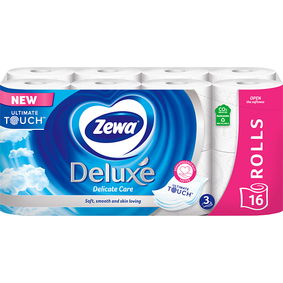 Zewa Deluxe Aqua Tube Delicate Care toilet paper 3 ply 150 pieces 16 pieces, roll that can be washed