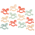 Wooden rocking horses blue-pink-red 4 cm 12 pieces