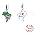 Charm Sterling Silver 925 Brazil Flag - Swinging Map, Travel Bracelet Pendant
