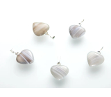 Agate grey Heart pendant natural stone 15 mm, 1 piece