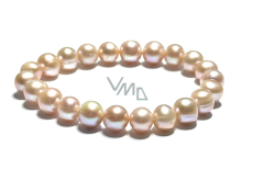 Purple pearl elastic bracelet, natural, 9 mm bead / 16 - 17 cm, symbol of femininity, brings admiration