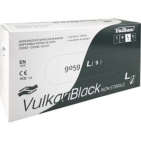VulkanBlack Black Disposable Powder-Free Nitrile Gloves, Size L, 100 pcs