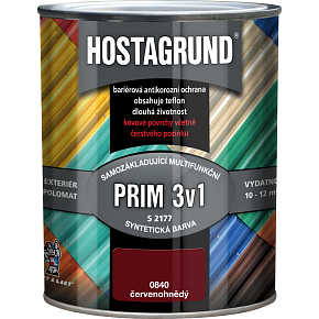 Hostagrund Prim 3v1 S2177 basic and top coat for metal, 0840 red-brown, 600 ml