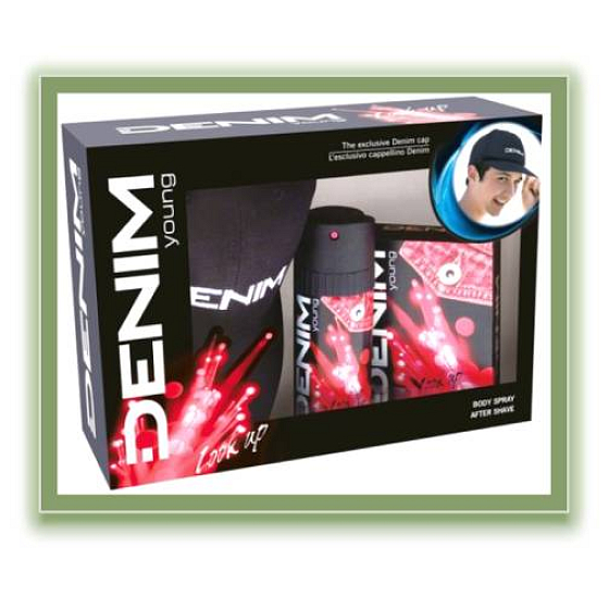 Denim Young Look Up AS 100 ml mens aftershave + deodorant spray + cap, cosmetic set