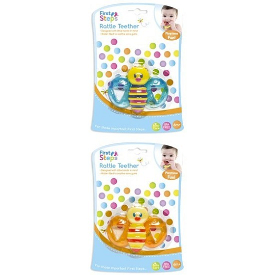 First Steps Rattle Teether Bite with Rattle Bee various colors 1 piece