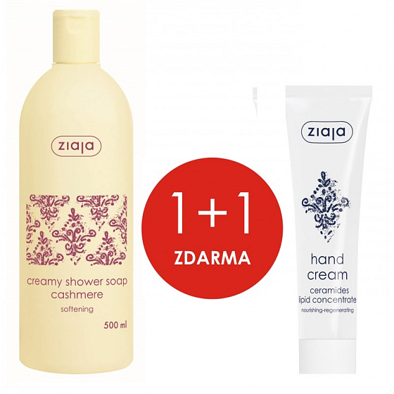 Ziaja Cashmere shower cream 500 ml + Ceramides lipid concentrate hand cream 100 ml