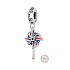 Sterling silver 925 USA pinwheel, travel bracelet pendant