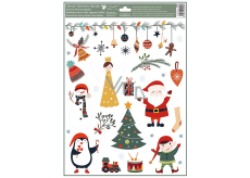 Window film christmas coloured with glitter Golden princess and santa 30 x 42 cm