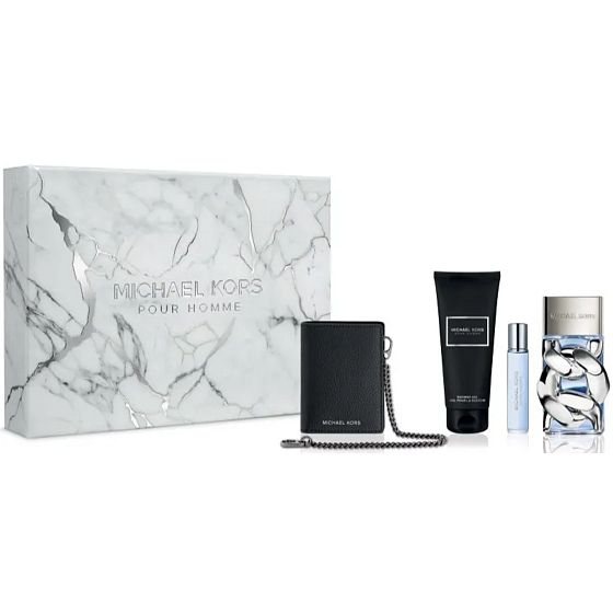 Michael Kors Pour Homme parfémovaná voda 100 ml + sprchový gel 100 ml + cestovní sprej 10 ml + peněženka, dárková sada pro muže