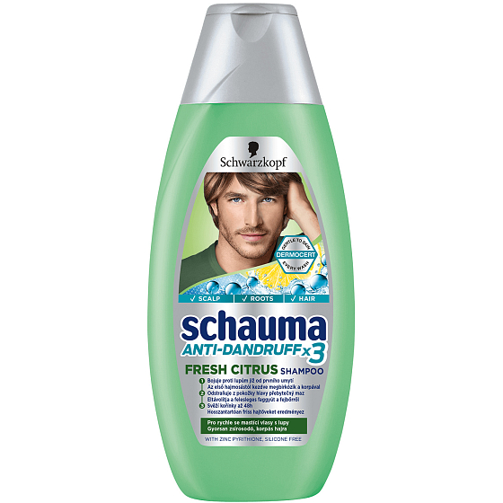 Schauma Men Anti-Dandruff X3 Fresh Citrus Anti-Dandruff Hair Shampoo for Men 250 ml