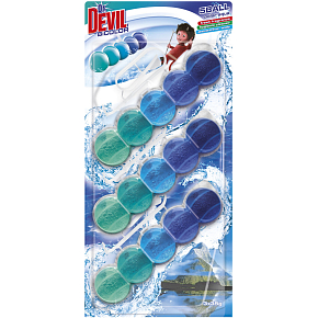 Dr. Devil WC Bicolor 5ball polar aqua hanging toilet block, 3× 35 g