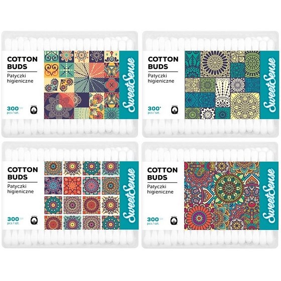 Sweet Sense cotton swabs square box of 300 pieces