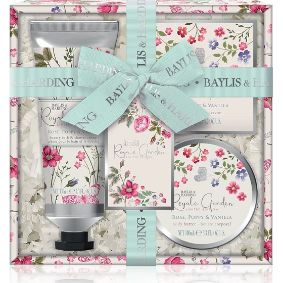 Baylis & Harding Royal Garden shower and bath cream 130 ml + soap 150 g + body butter 100 ml, cosmetic set