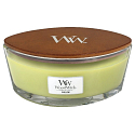 WoodWick Willow - Willow flowers scented candle with wooden wide wick and lid glass boat 453 g