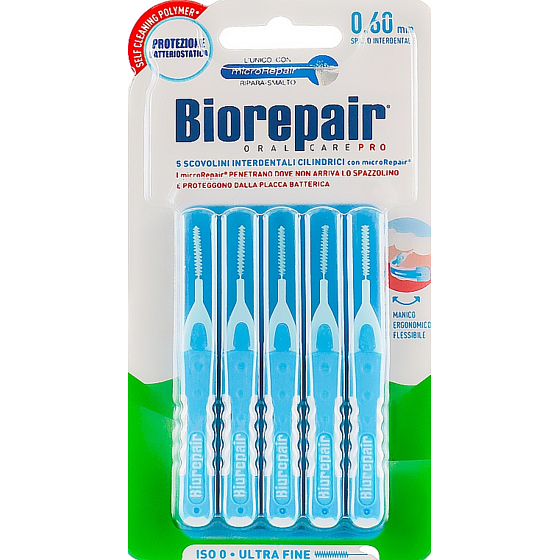 Biorepair Super Fine Interdental Brushes 0.6 mm Light Blue 5 Pieces