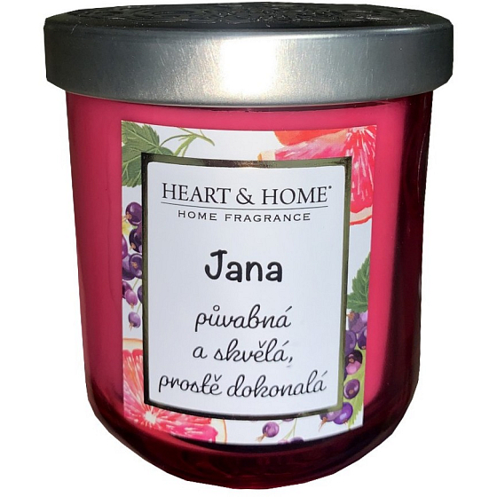 Heart & Home Fresh grapefruit and blackcurrant soy scented candle with the name Jana 110 g