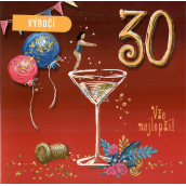 Nekupto card Anniversary 30 years 150 x 150 mm All the best glass