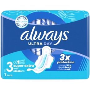 Always Ultra Super Extra Night women's pads with wings, 7 pcs