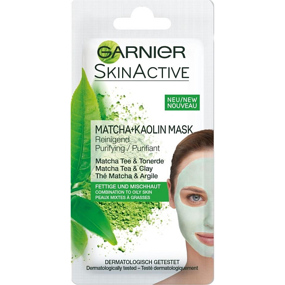 Garnier Skin Active Matcha + Kaolin Mask cleansing kaolin face mask for combination to oily skin 8 ml