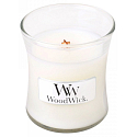 WoodWick White Tea & Jasmine - White tea and Jasmine scented candle with wooden wick and lid glass small 85 g