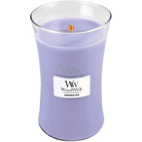 WoodWick Lavender Spa - Scented candle with wooden wick and lid, glass large 609.5 g