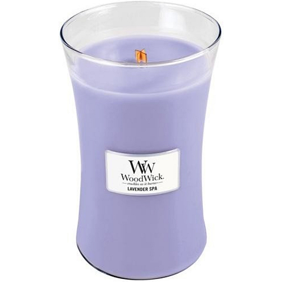 WoodWick Lavender Spa - Scented candle with wooden wick and lid, glass large 609.5 g