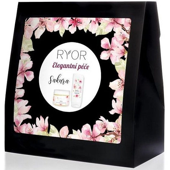 Ryor Sakura Elegant care sugar scrub with Japanese cherry 325 g + shower gel with Japanese cherry 200 ml, cosmetic set