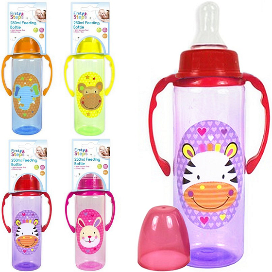 First Steps Jungle 0+ baby bottle with Zebra grips 250 ml